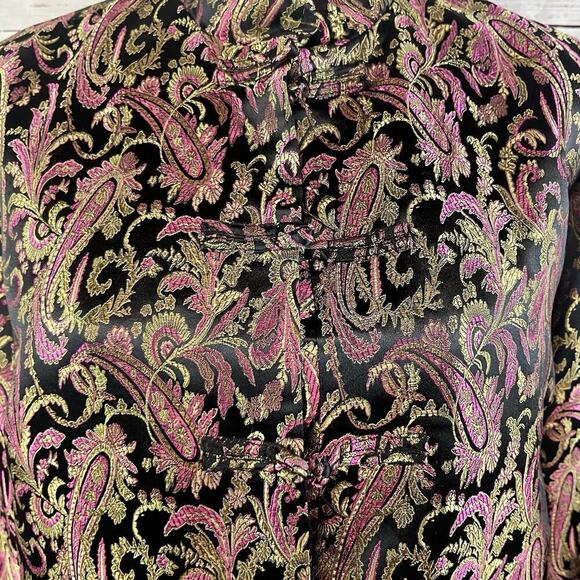 Robert Louis Oriental Asian Jacket Blazer size Medium Pink Gold Paisley Silk - Picture 6 of 12